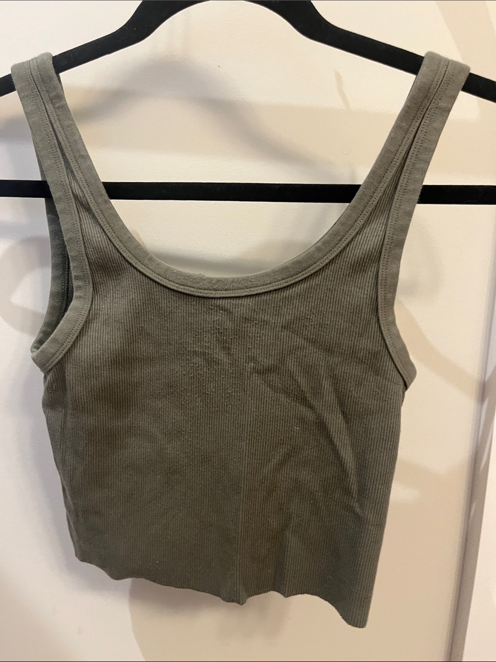 Women's Olive Ribbed Hook-and-Eye Tank Top - Picture 2 of 3